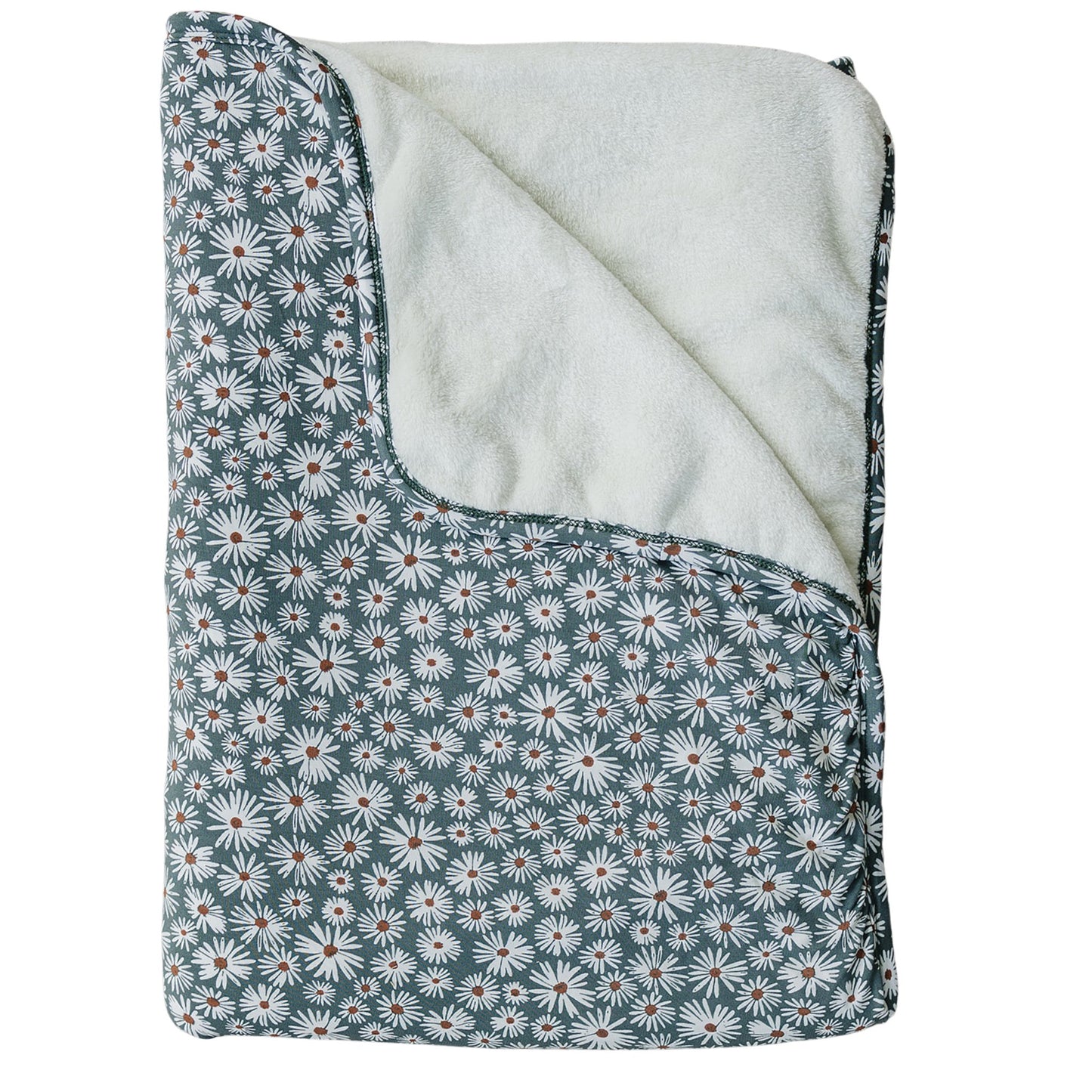 Dark Green Daisy Bamboo Fleece Quilt - Mack & Harvie