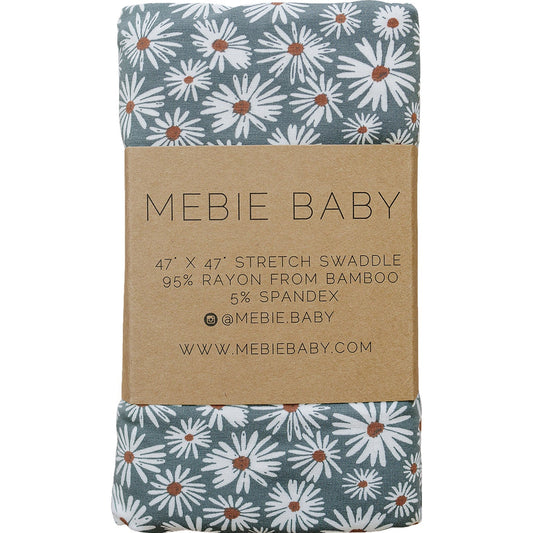 Dark Green Daisy Bamboo Stretch Swaddle - Mack & Harvie