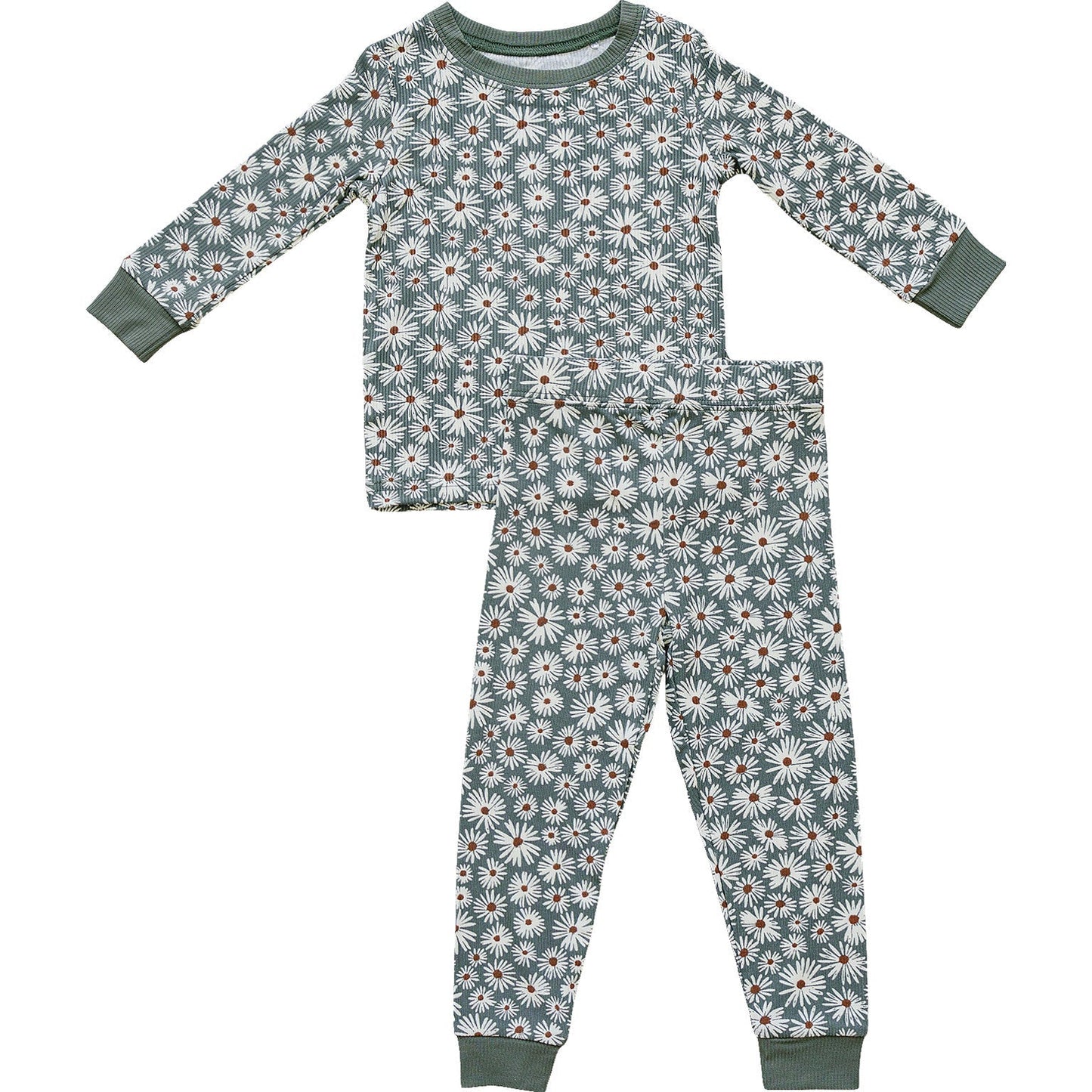 Dark Green Daisy Ribbed Bamboo Cozy Set - Mack & Harvie