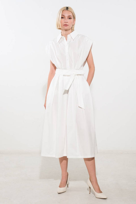 DEEPER CONNECTION WOVEN MIDI DRESS - Mack & Harvie