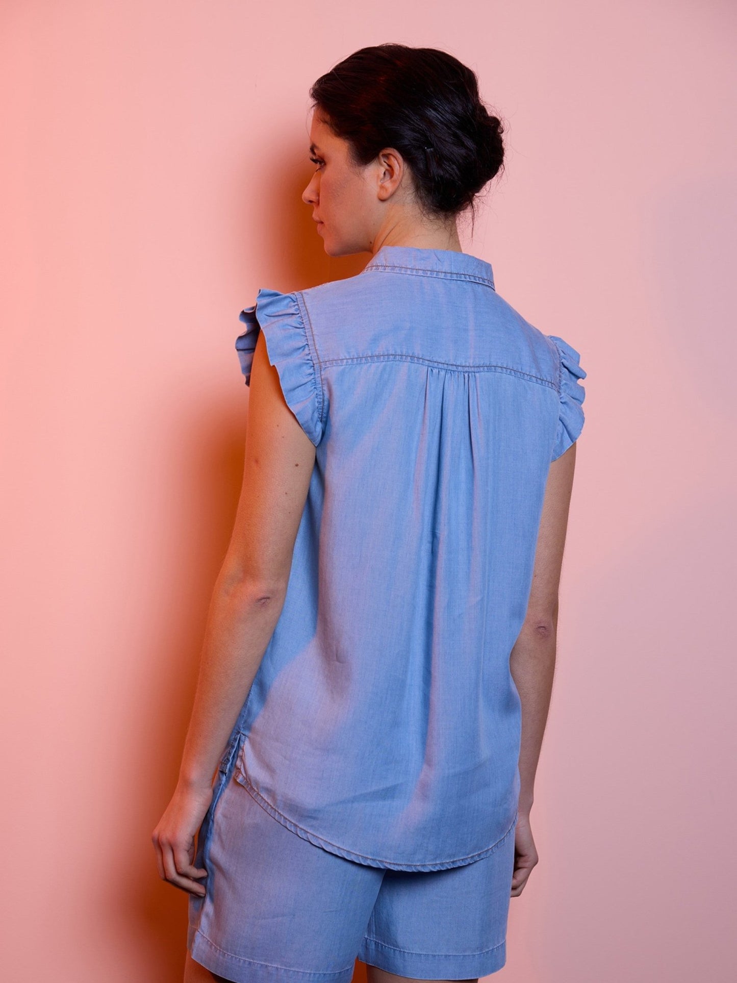 Denim Ruffle Top - Mack & Harvie