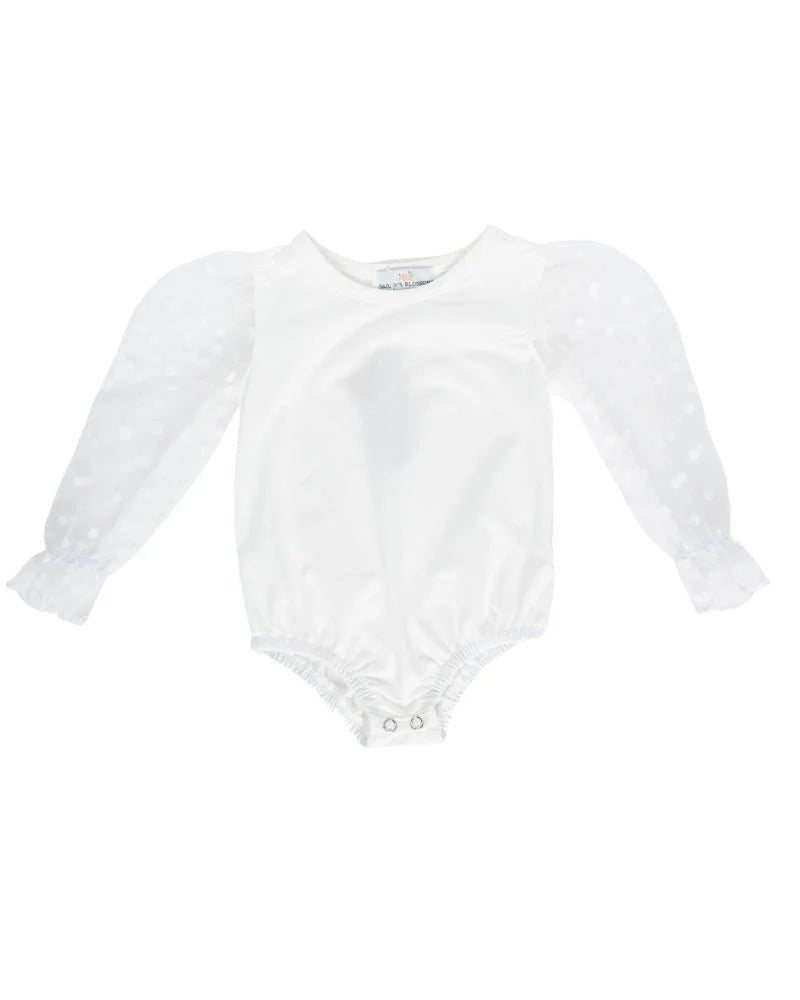 Destinee Sheer Dot Sleeve Top & Leotard - White - Mack & Harvie