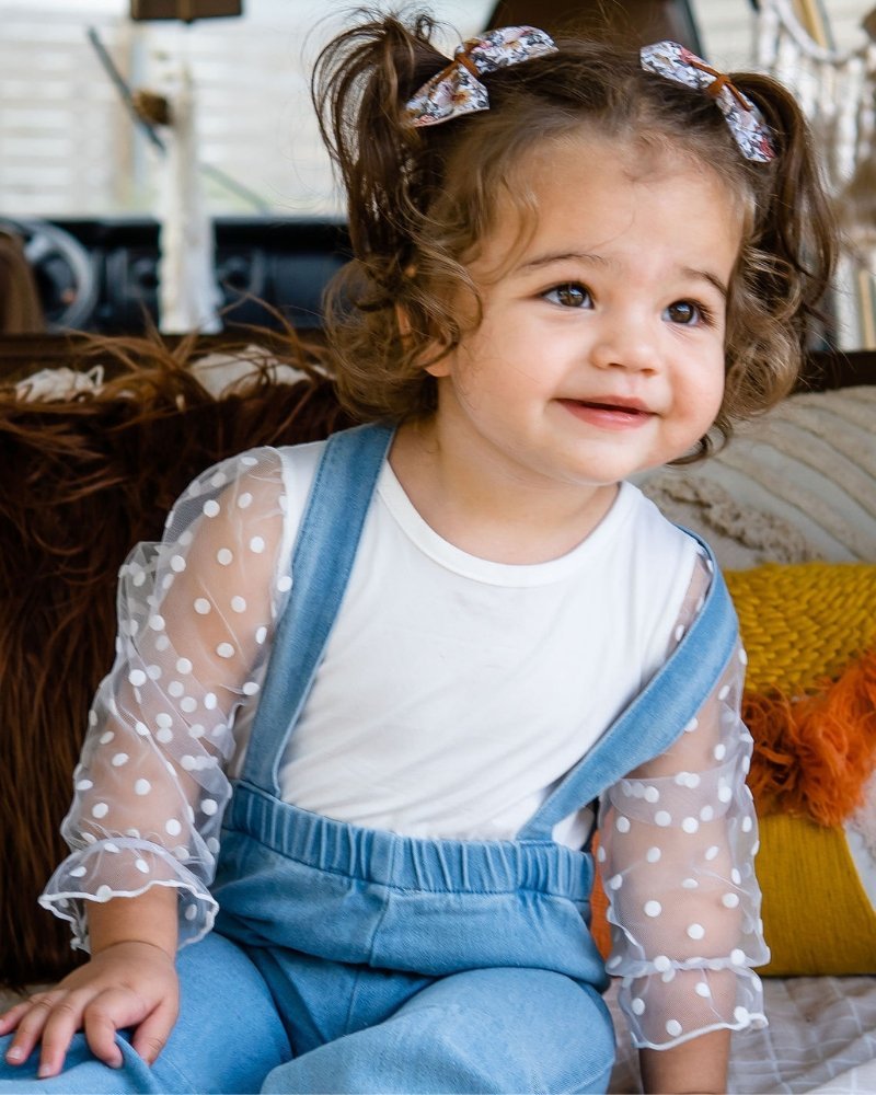 Destinee Sheer Dot Sleeve Top & Leotard - White - Mack & Harvie