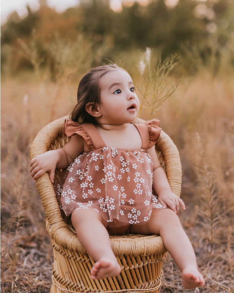 Dixie Dress Romper - Mocha Daisies - Mack & Harvie