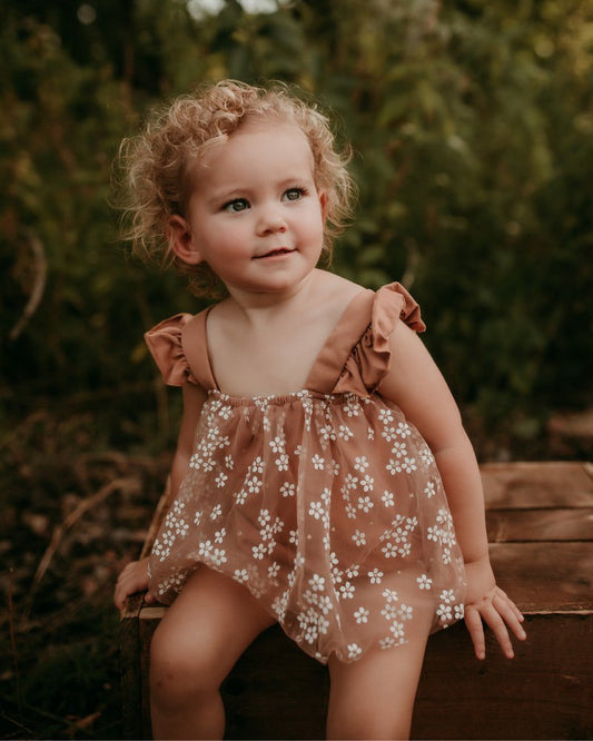 Dixie Dress Romper - Mocha Daisies - Mack & Harvie