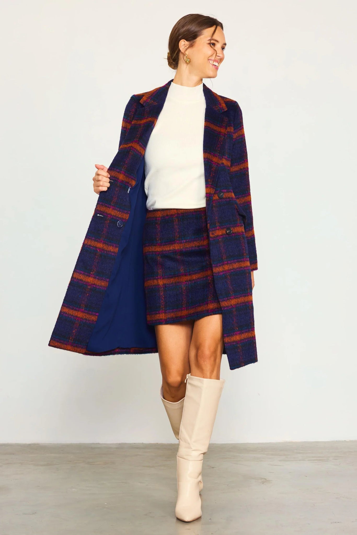 Double Breasted Plaid Coat - Mack & Harvie