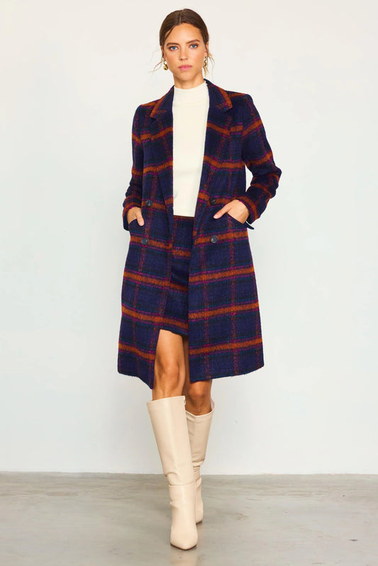 Double Breasted Plaid Coat - Mack & Harvie