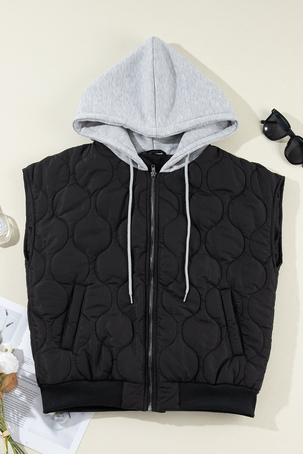 Drawstring Zip Up Hooded Vest Coat - Mack & Harvie