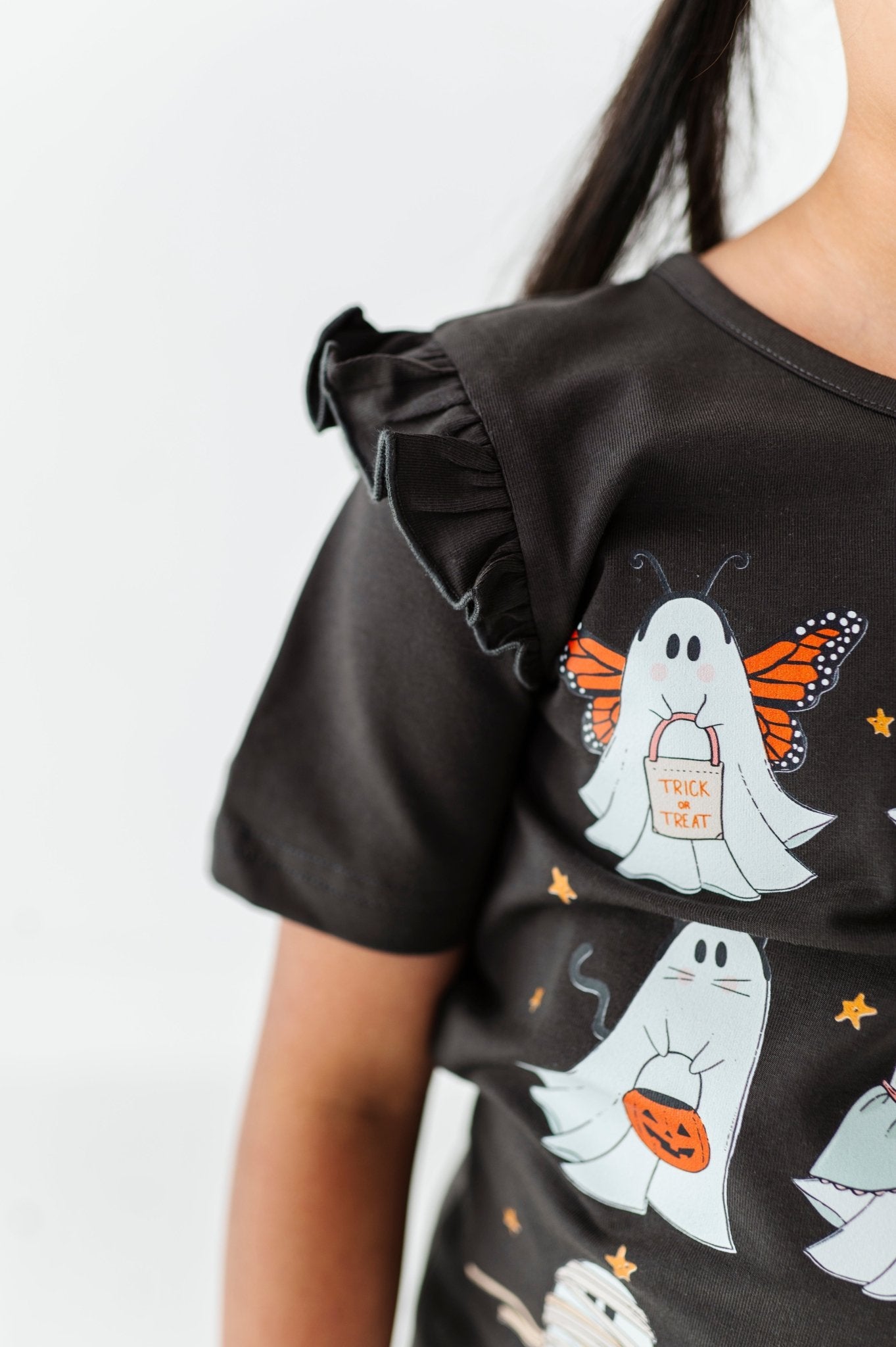 DRESS - UP GHOSTS | Ruffle Graphic Tee (Charcoal) - Mack & Harvie