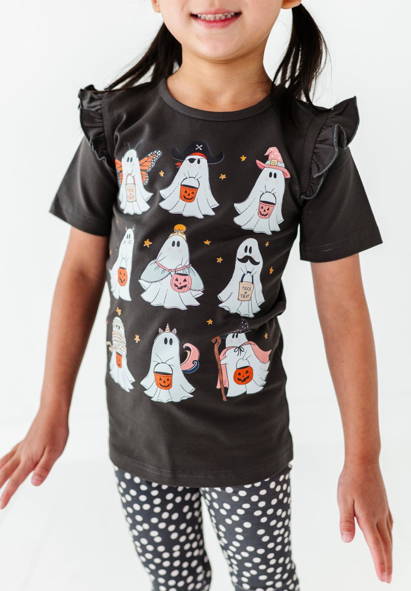 DRESS - UP GHOSTS | Ruffle Graphic Tee (Charcoal) - Mack & Harvie