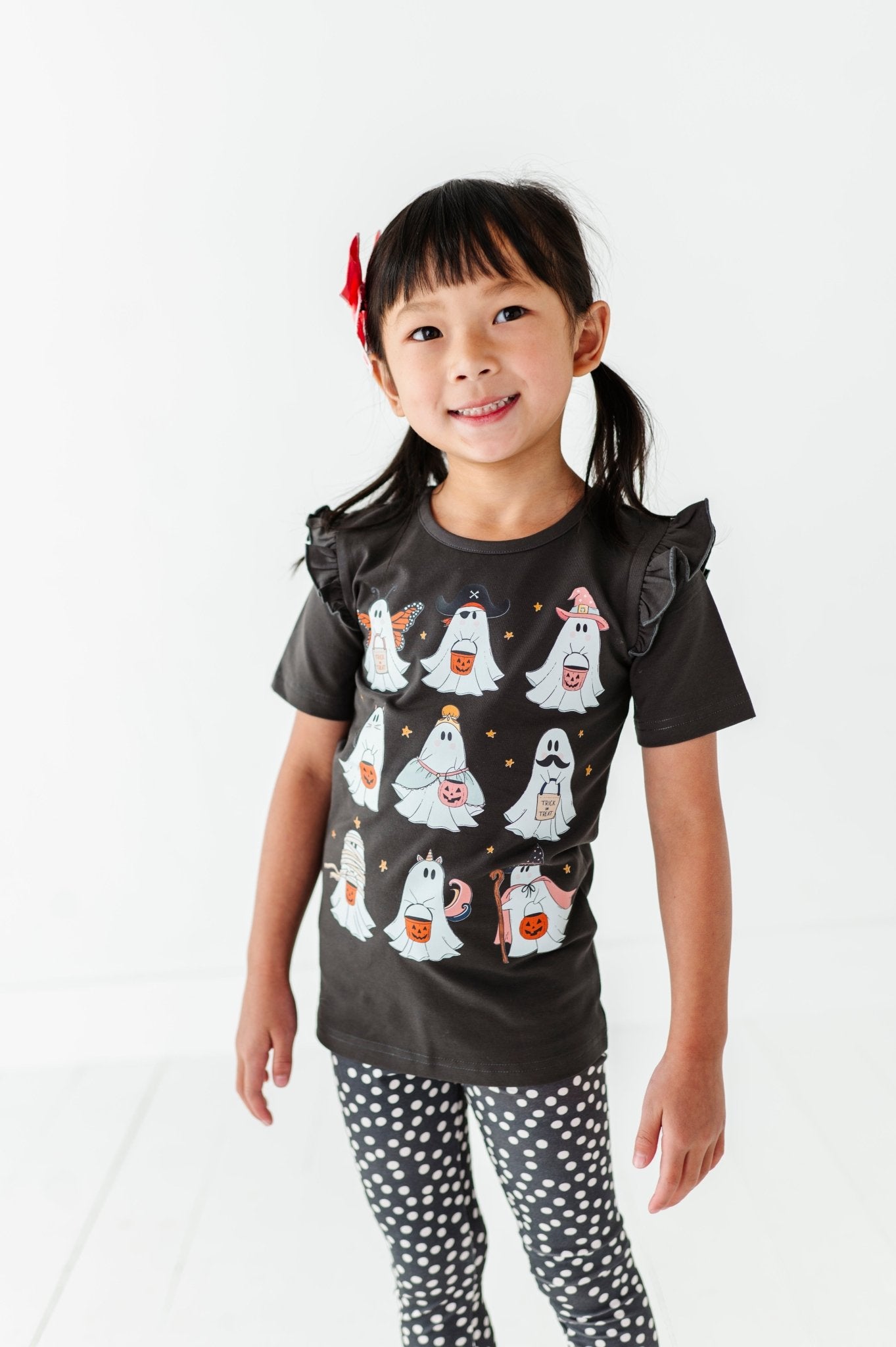 DRESS - UP GHOSTS | Ruffle Graphic Tee (Charcoal) - Mack & Harvie