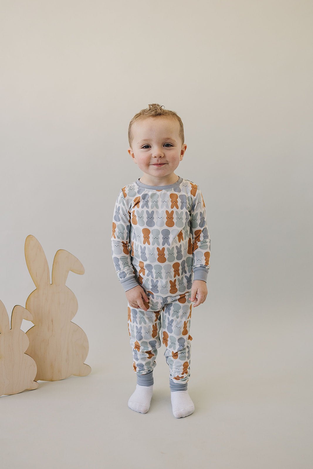 Dusty Blue Bunny Bamboo Two - piece Cozy Set - Mack & Harvie