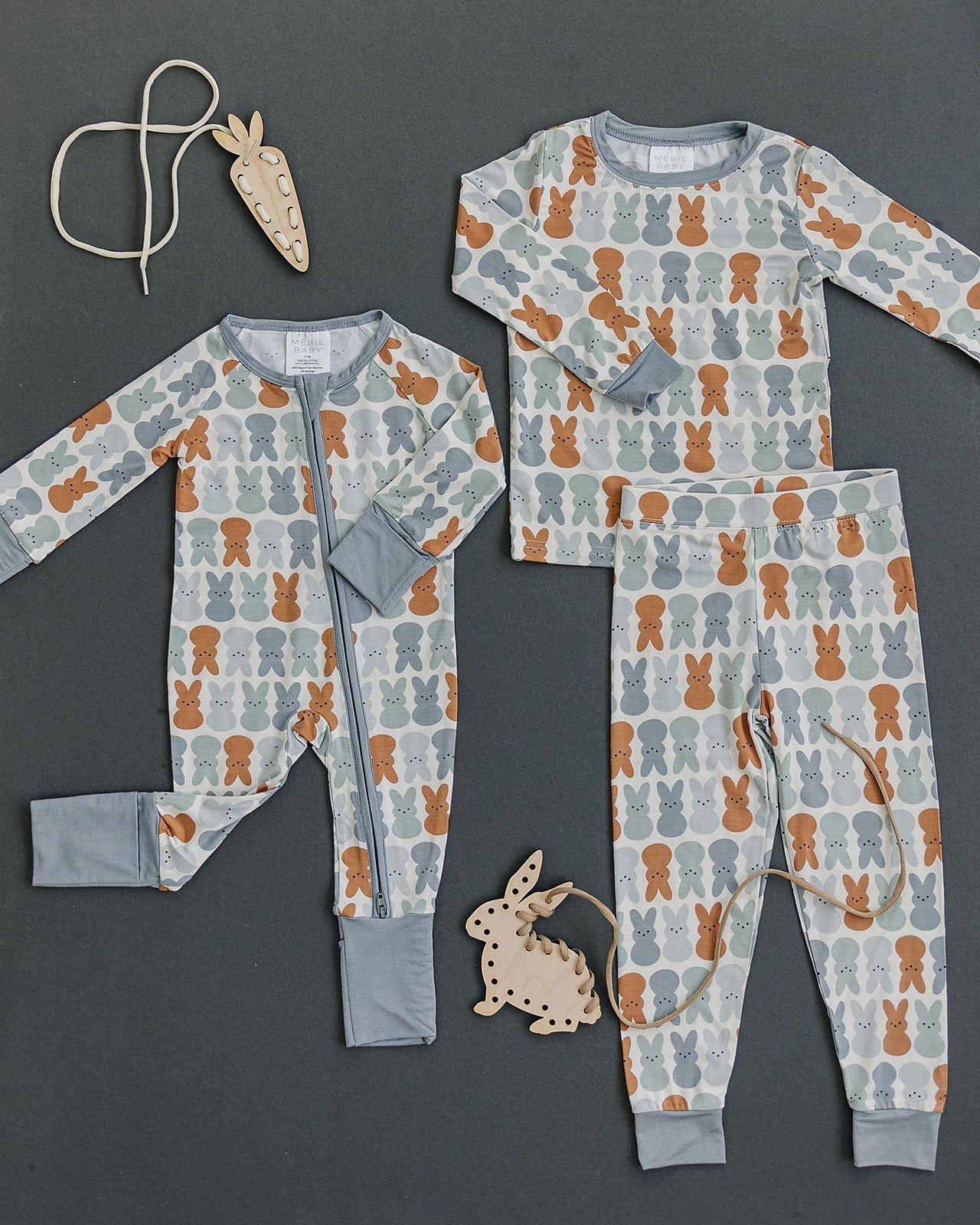 Dusty Blue Bunny Bamboo Two - piece Cozy Set - Mack & Harvie