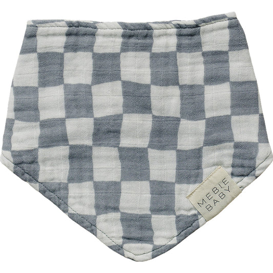 Dusty Blue Wavy Checkered Muslin Bib - Mack & Harvie