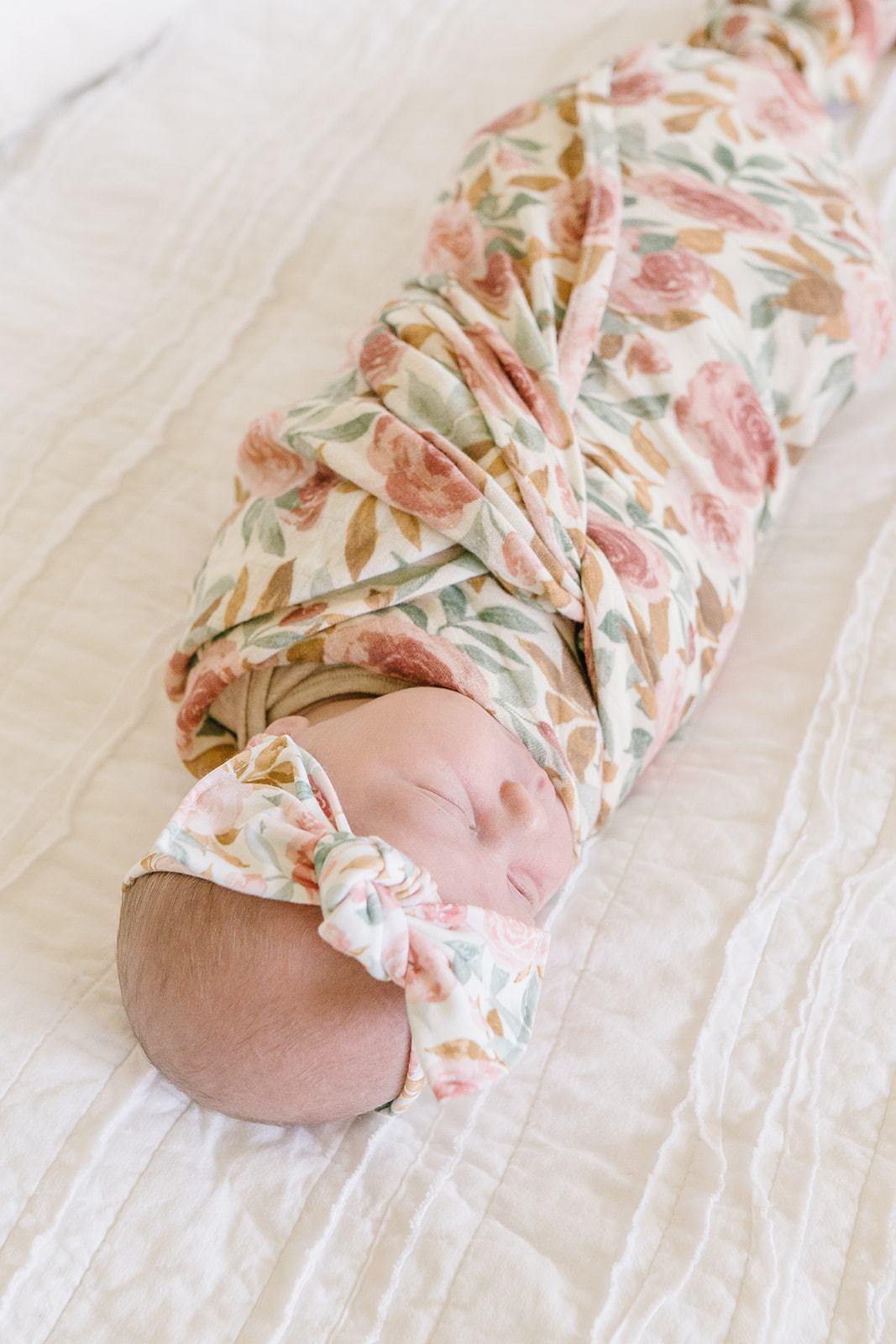 Dusty Pink Floral Muslin Swaddle Blanket - Mack & Harvie