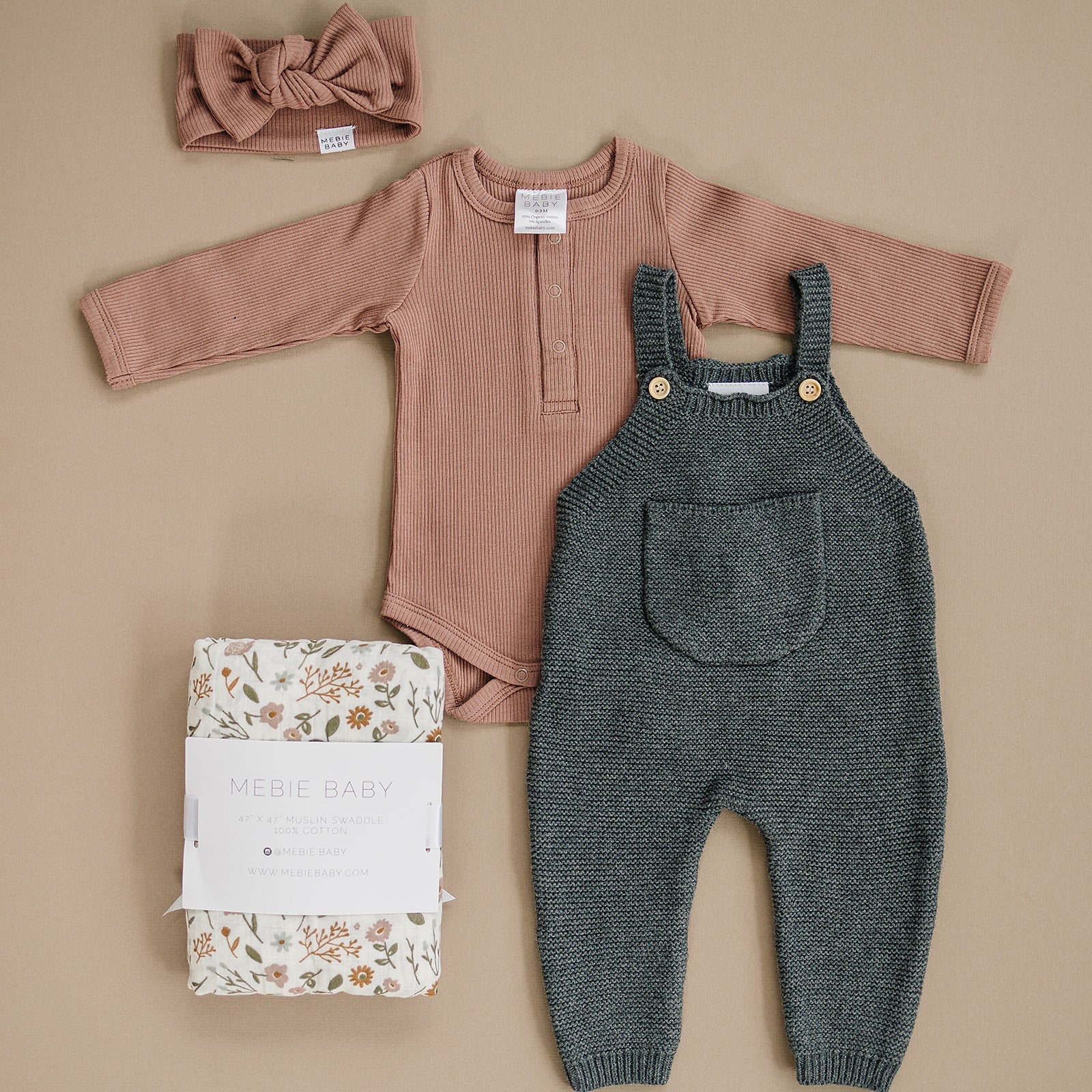 Dusty Rose Organic Snap Long Sleeve Ribbed Bodysuit - Mack & Harvie