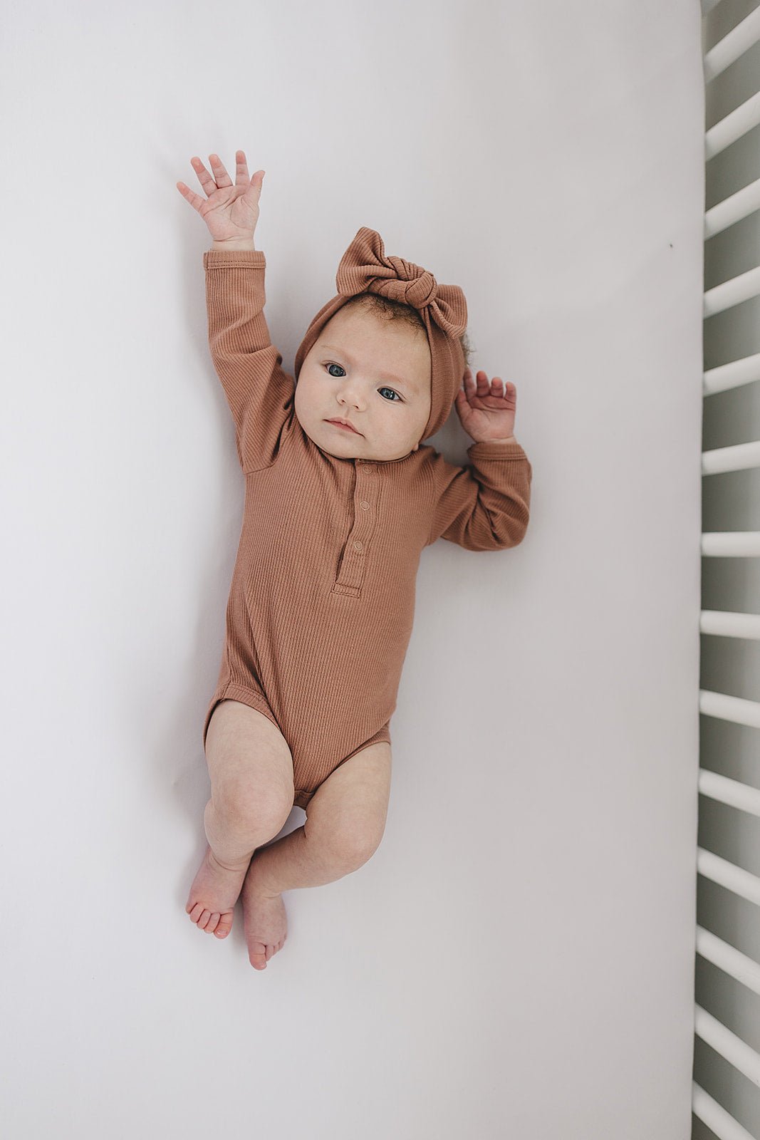 Dusty Rose Organic Snap Long Sleeve Ribbed Bodysuit - Mack & Harvie