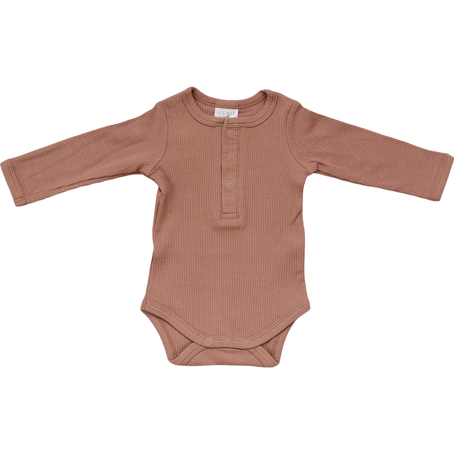 Dusty Rose Organic Snap Long Sleeve Ribbed Bodysuit - Mack & Harvie