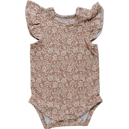 Dusty Vines Ruffle Sleeve Bodysuit - Mack & Harvie