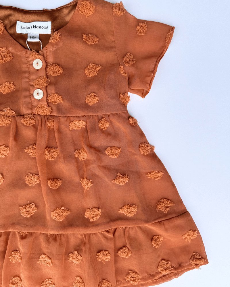 Eden Short Sleeve Dot Dress - Rust - Mack & Harvie