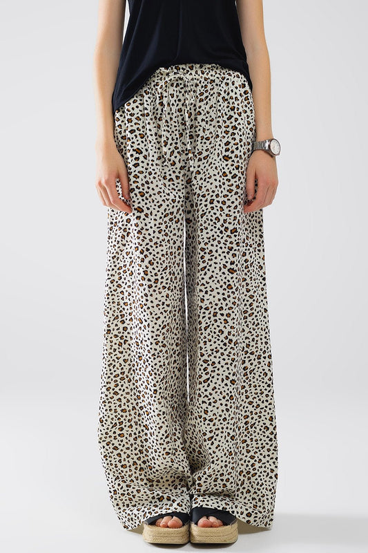 Elasticated Waist Straight Leg Pants in Leopard Print - Mack & Harvie