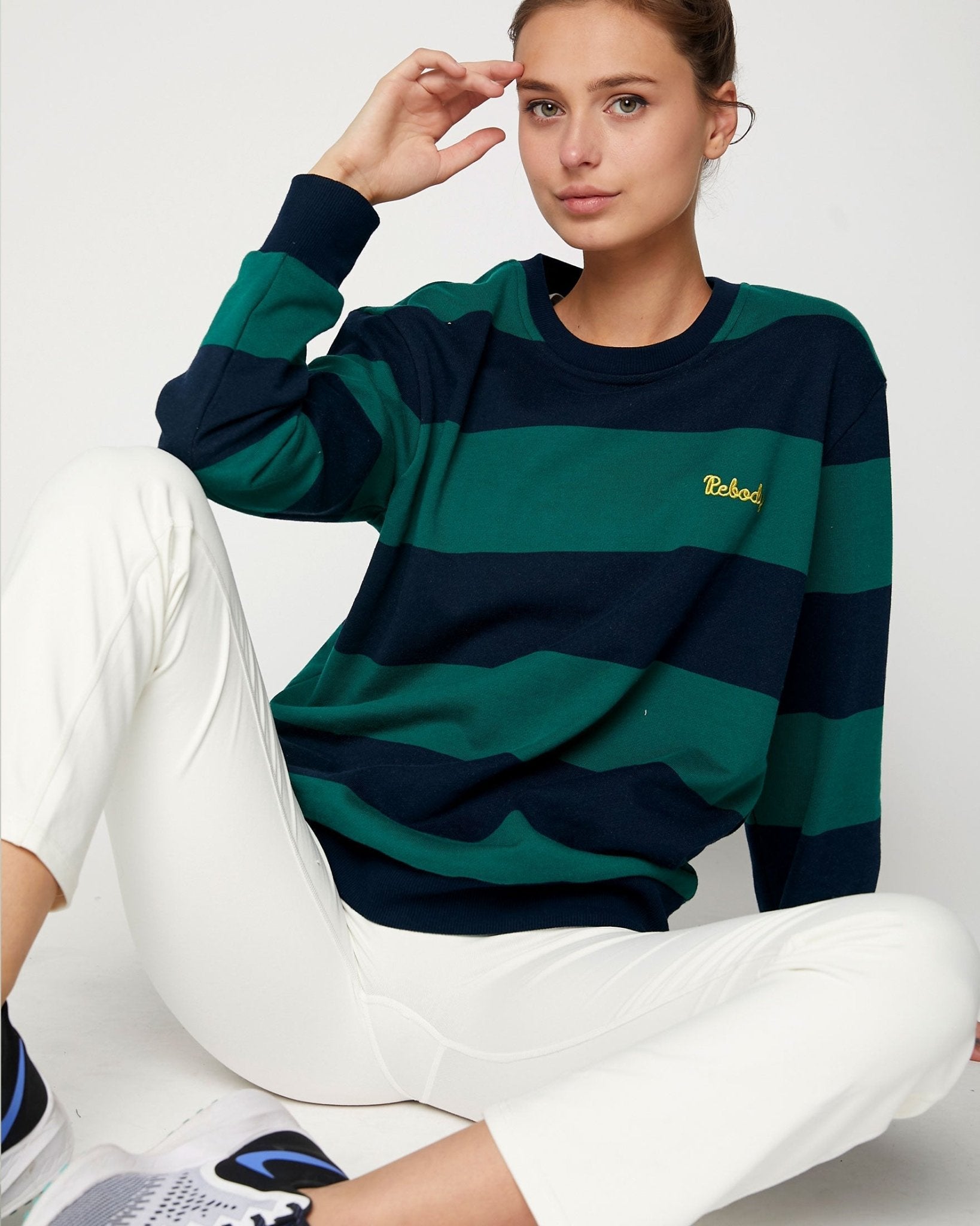 Embroidered Rebody Rugby Striped Sweatshirt Sustainable - Mack & Harvie