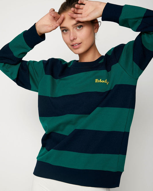 Embroidered Rebody Rugby Striped Sweatshirt Sustainable - Mack & Harvie