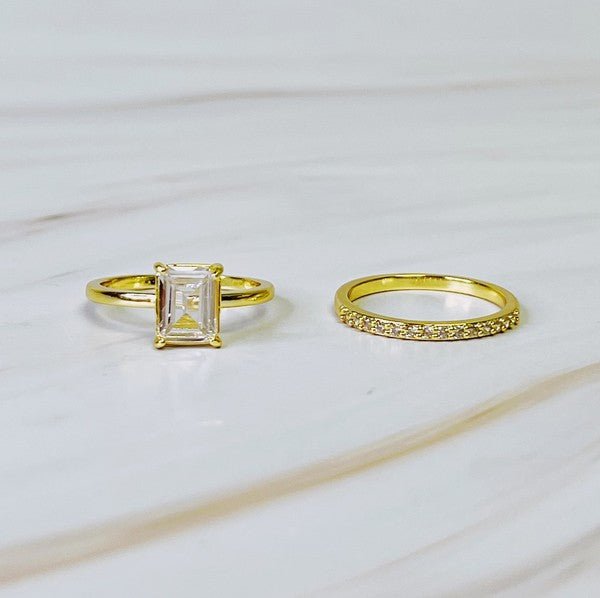 Emerald Cut Solitaire Ring Set Of 2 - Mack & Harvie