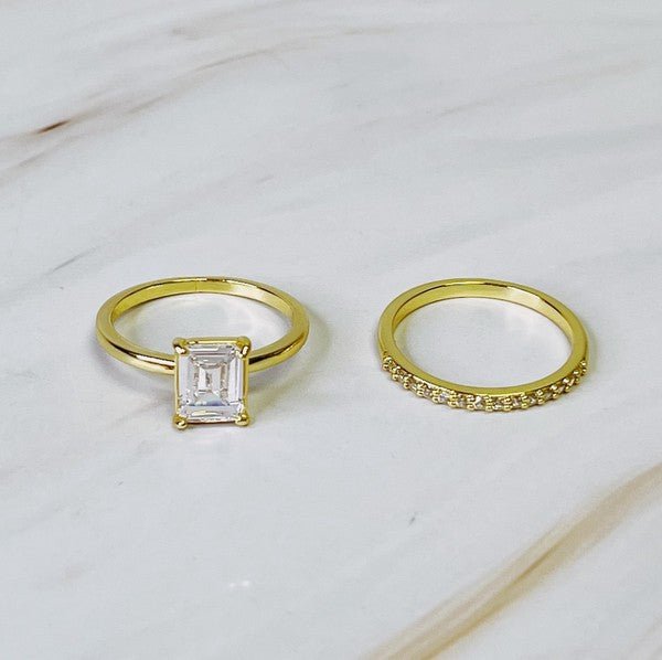 Emerald Cut Solitaire Ring Set Of 2 - Mack & Harvie