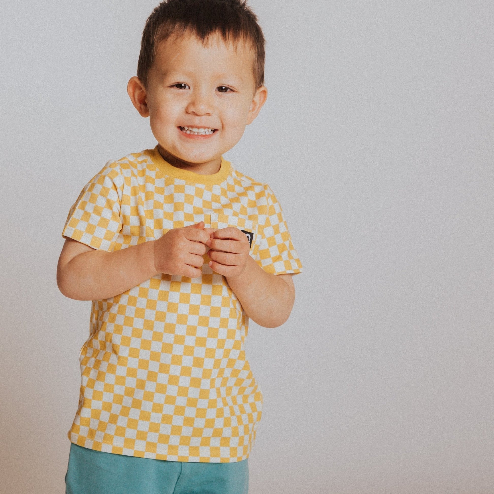 Essentials Short Sleeve Tee - 'Yellow Check' - Mack & Harvie