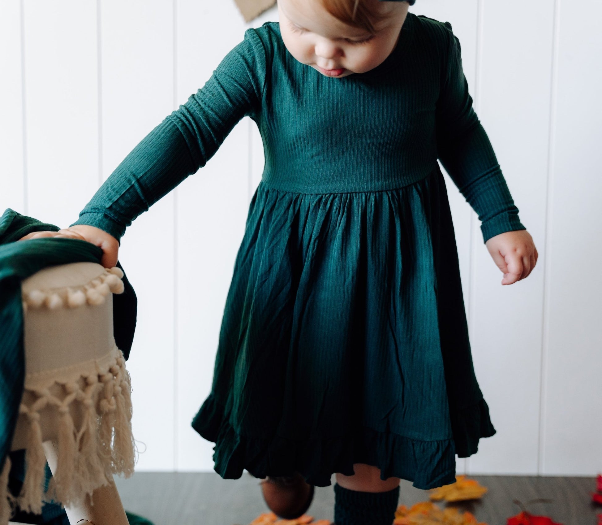 EVERGREEN RIB DREAM RUFFLE DRESS - Mack & Harvie