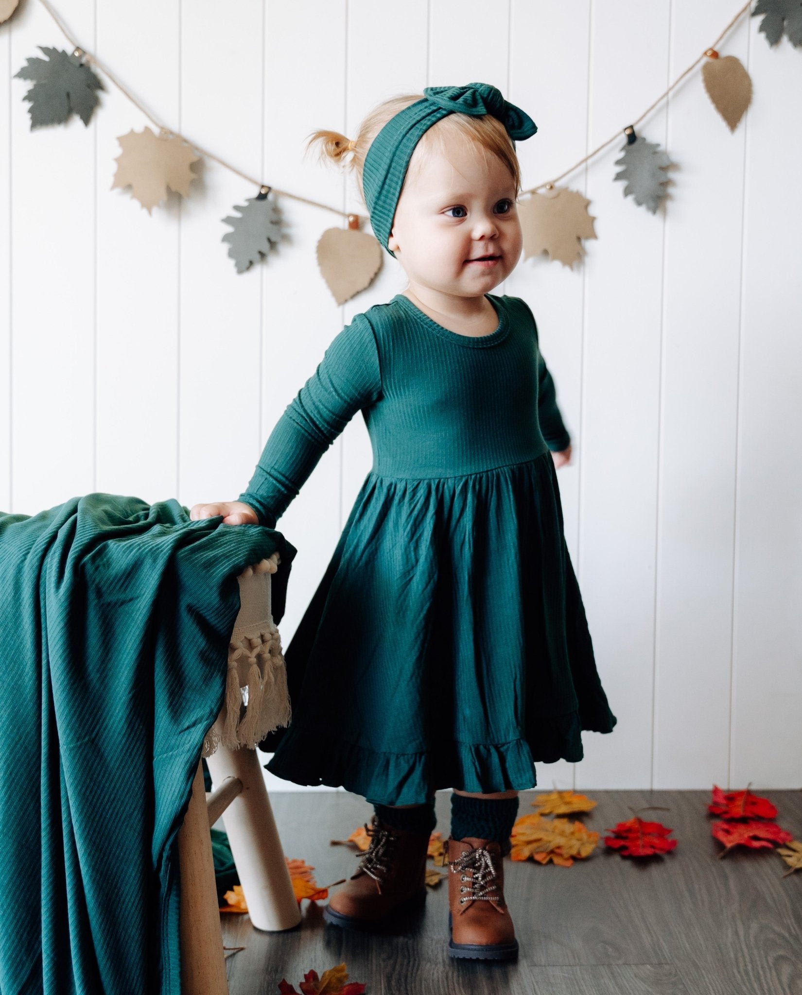 EVERGREEN RIB DREAM RUFFLE DRESS - Mack & Harvie