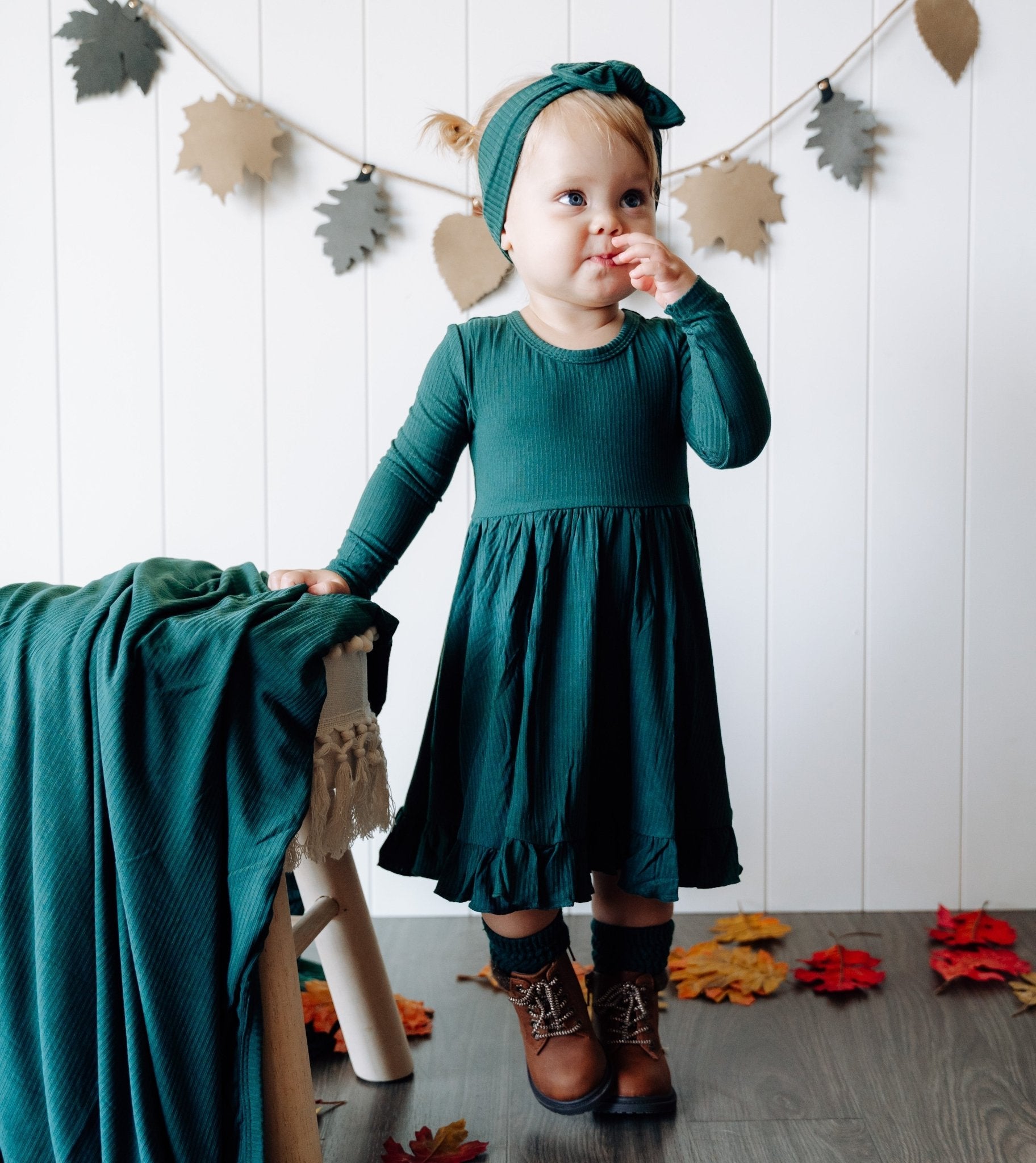 EVERGREEN RIB DREAM RUFFLE DRESS - Mack & Harvie