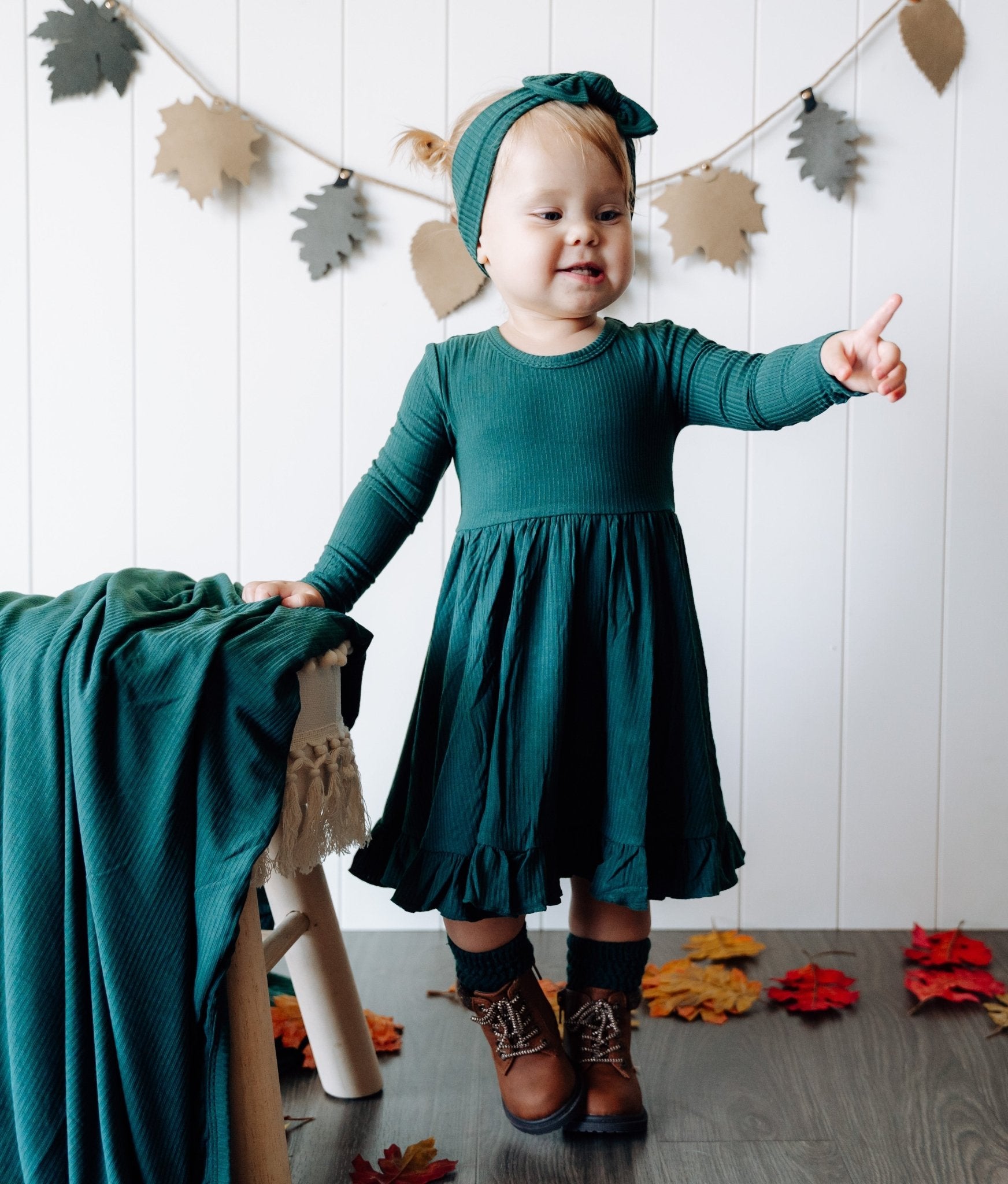 EVERGREEN RIB DREAM RUFFLE DRESS - Mack & Harvie