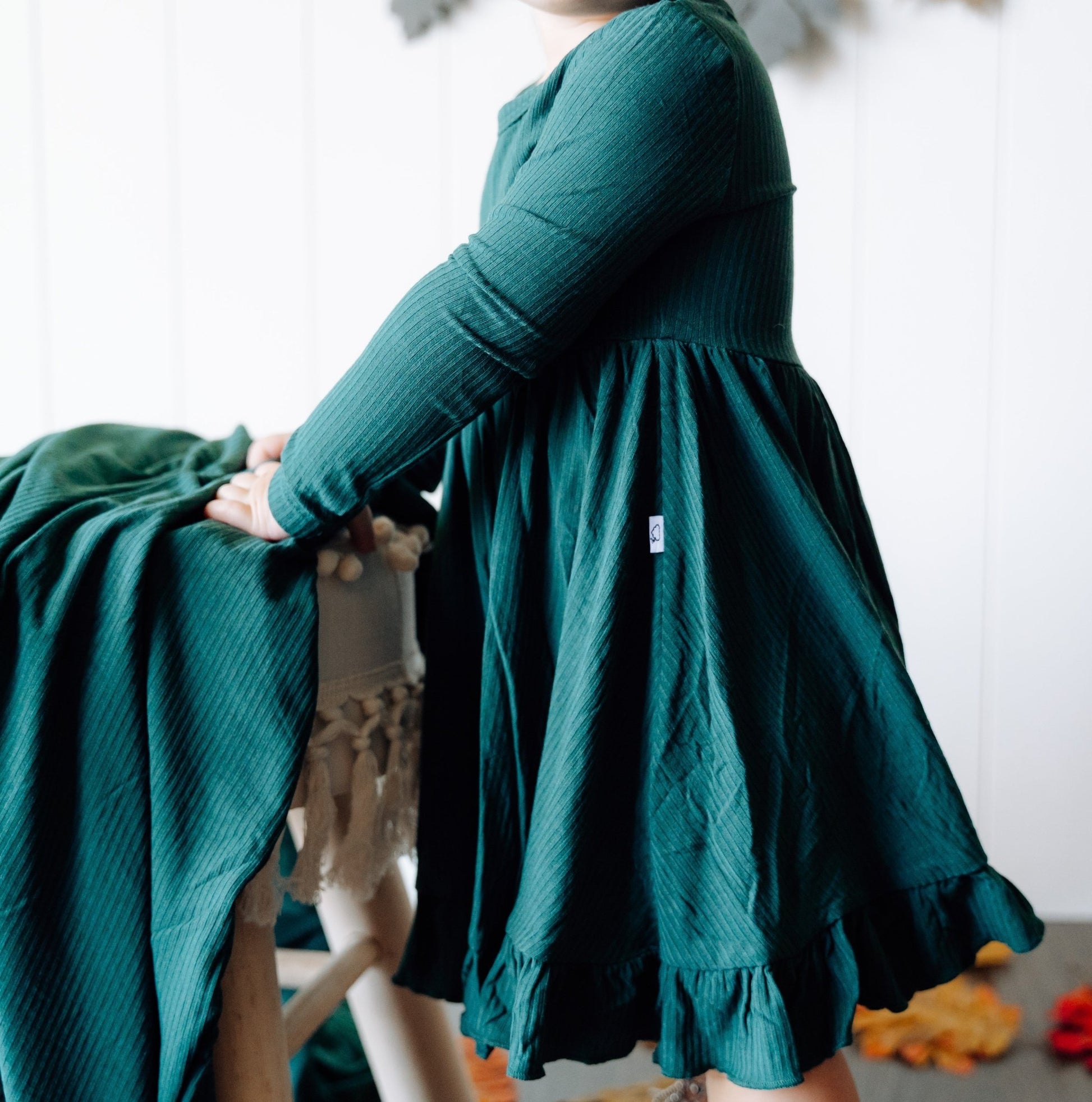 EVERGREEN RIB DREAM RUFFLE DRESS - Mack & Harvie