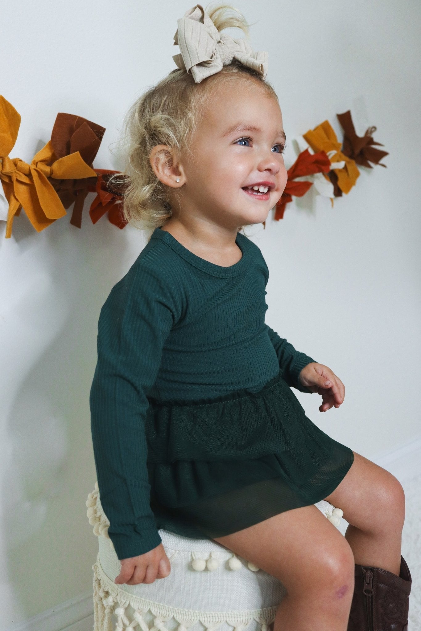 EVERGREEN RIB DREAM TUTU BODYSUIT DRESS - Mack & Harvie