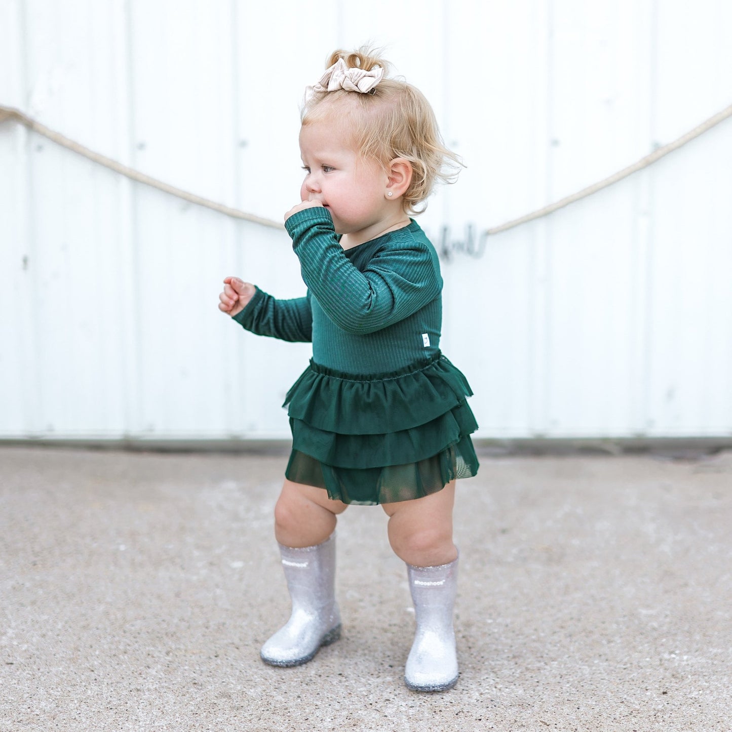 EVERGREEN RIB DREAM TUTU BODYSUIT DRESS - Mack & Harvie