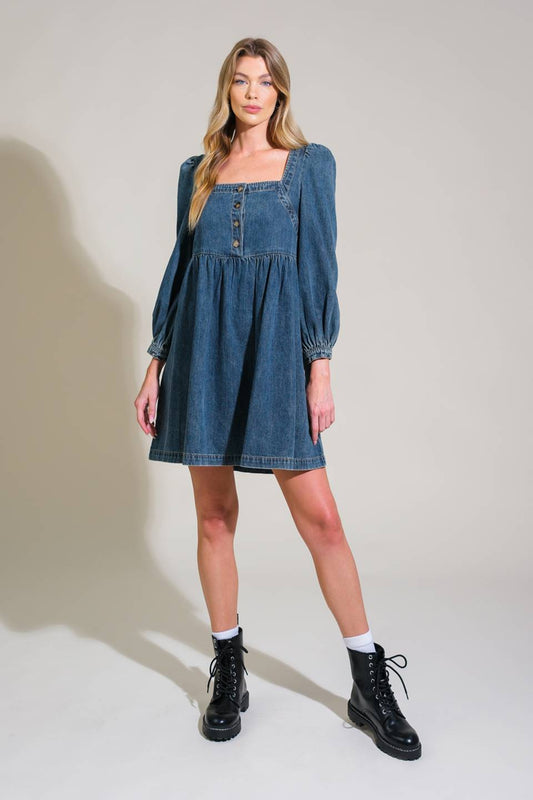 EXOTIC ESCAPE DENIM MINI DRESS - Mack & Harvie