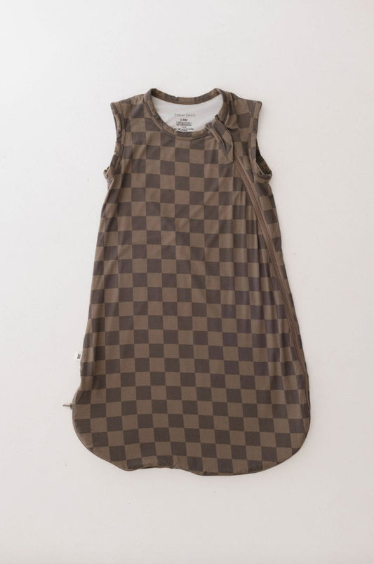 Faded Brown Checkerboard | Bamboo Sleep Sack - Mack & Harvie