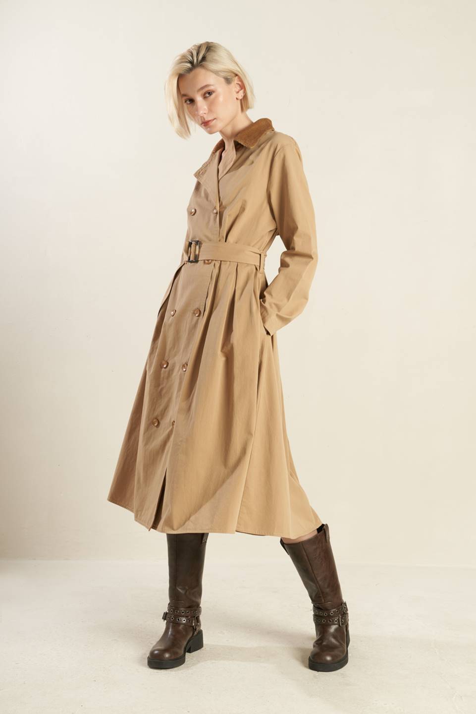 FALLING LEAVES WOVEN MIDI TRENCH COAT - Mack & Harvie