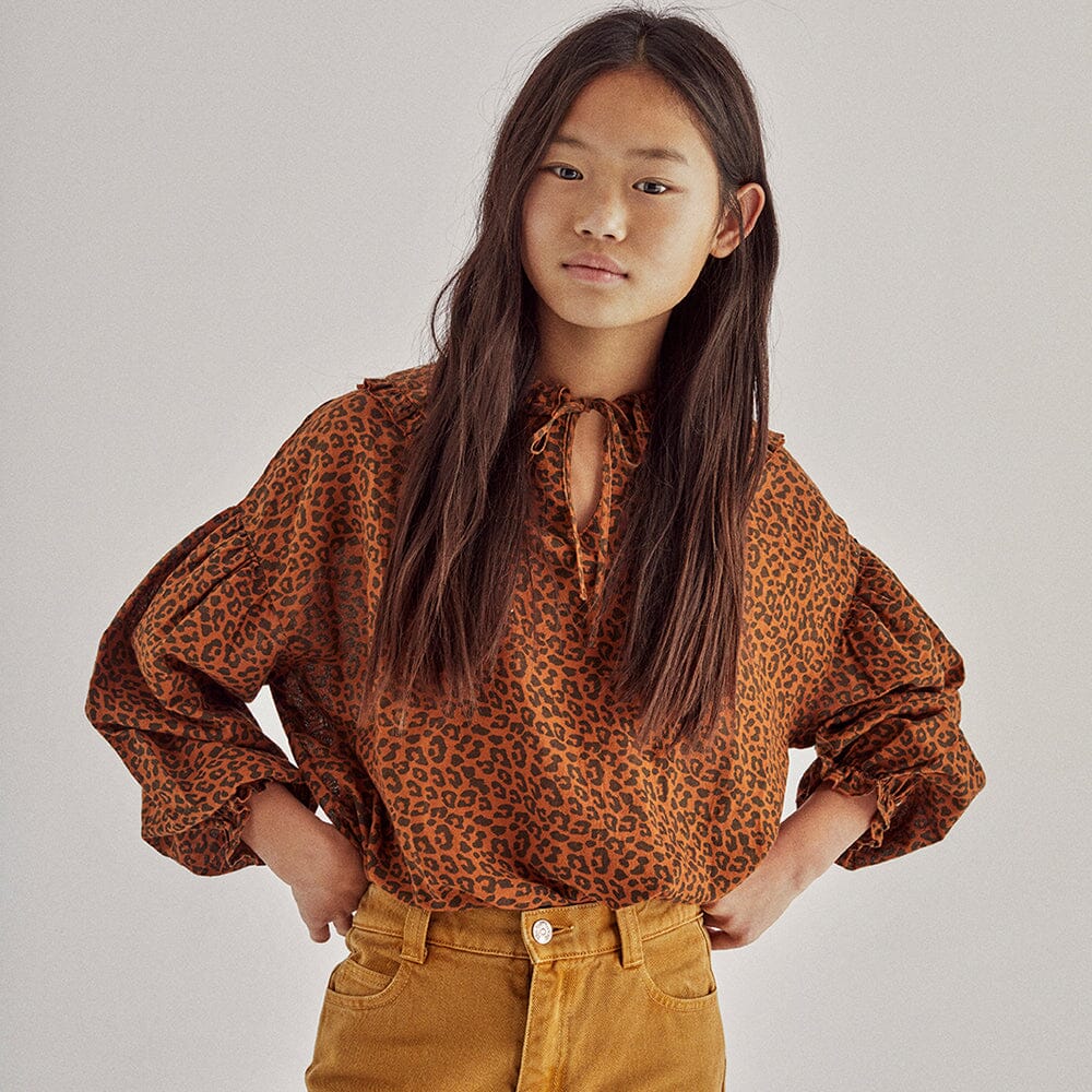 Federica Blouse - Caramel Leo Print - FINAL SALE - Mack & Harvie