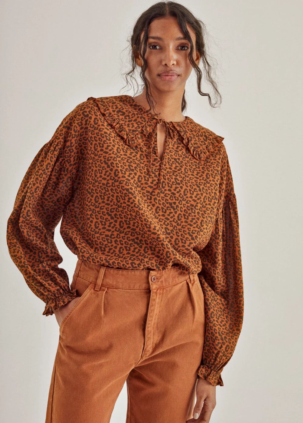 Federica Woman Blouse - Caramel Leo Print - FINAL SALE - Mack & Harvie