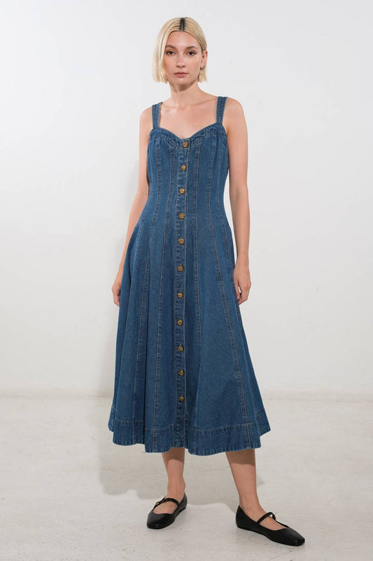 FEEL THE BEAT DENIM MIDI DRESS - Mack & Harvie