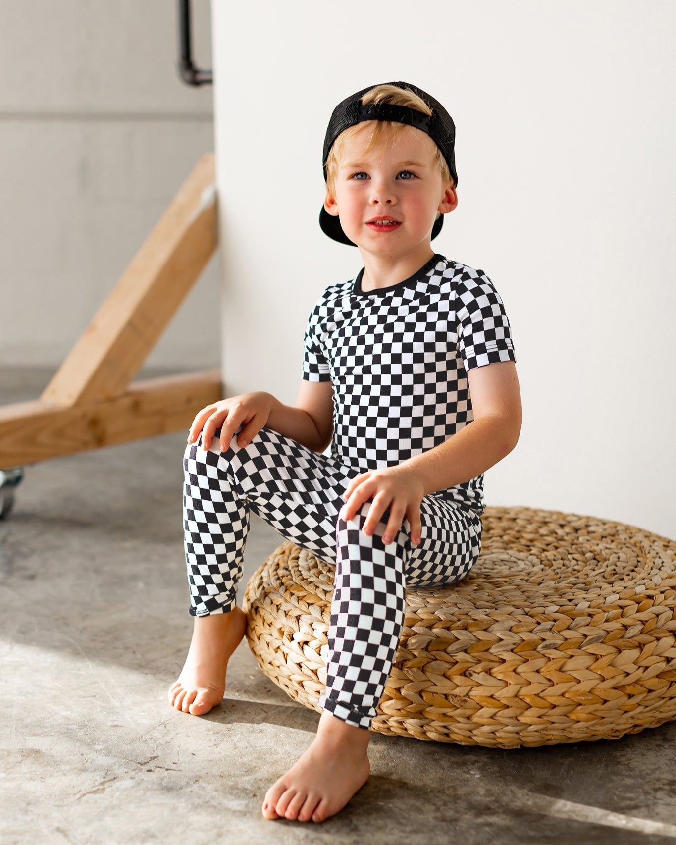 Finish Line Checkers Short Sleeve Pajama Set (18M - 12Y) - Mack & Harvie