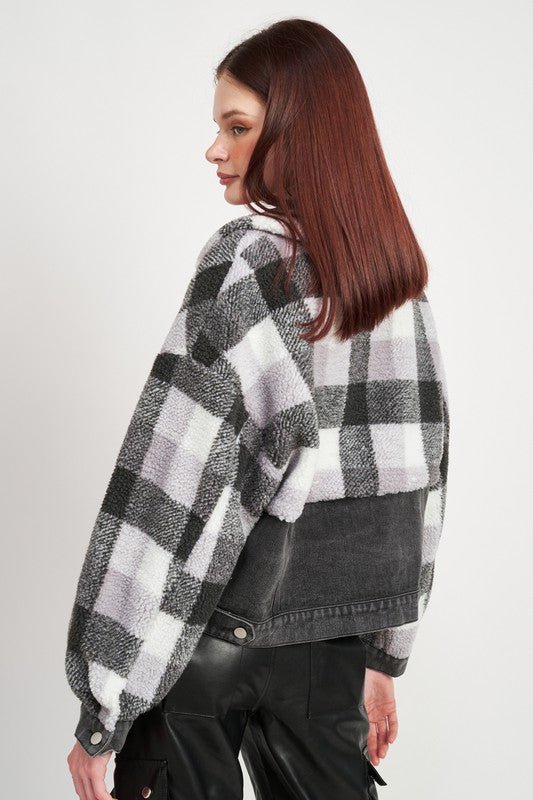 FLEECE WITH DENIM PLAID JACKET - Mack & Harvie