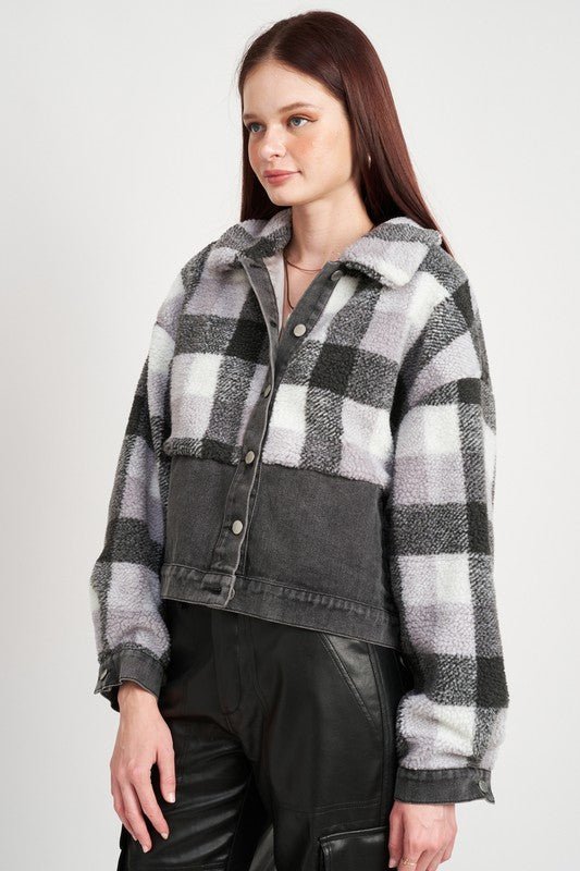 FLEECE WITH DENIM PLAID JACKET - Mack & Harvie