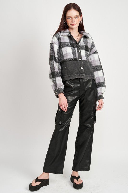 FLEECE WITH DENIM PLAID JACKET - Mack & Harvie