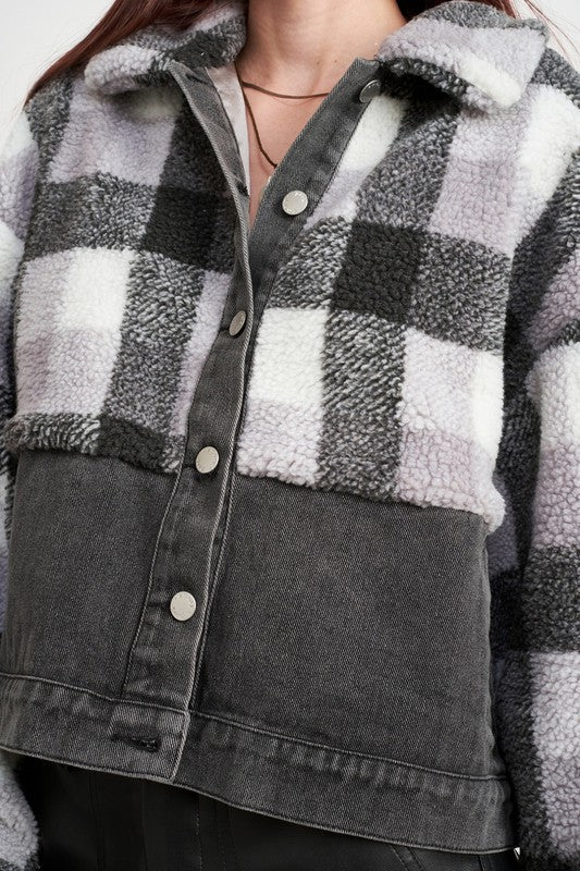 FLEECE WITH DENIM PLAID JACKET - Mack & Harvie