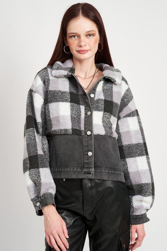 FLEECE WITH DENIM PLAID JACKET - Mack & Harvie