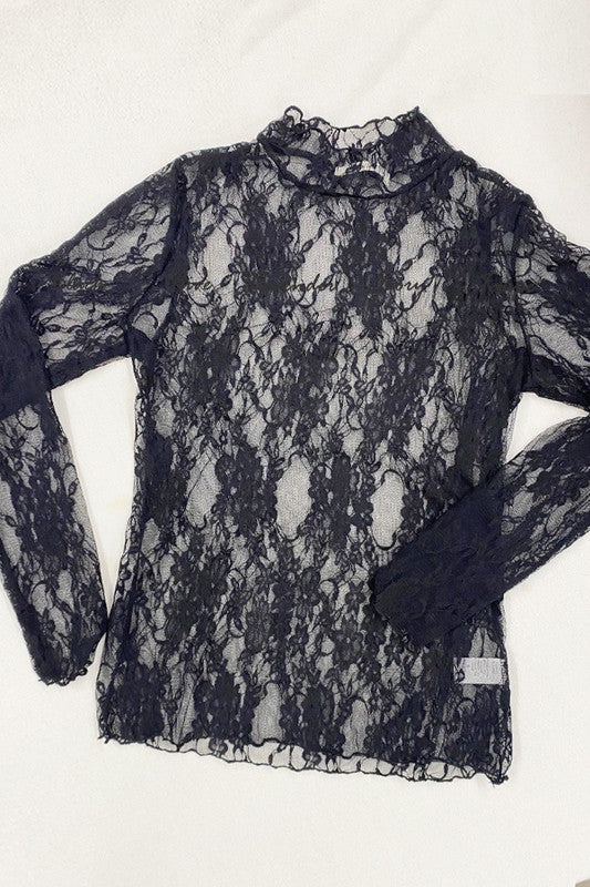 Floral print lace long sleeves top - Mack & Harvie